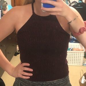 Tilly’s High Neck Tank Top Maroon and Black Small